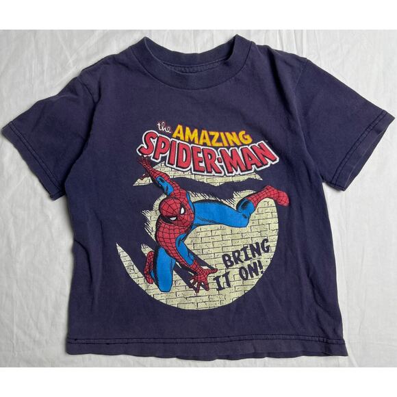 Vintage The Amazing Spider-Man Kids T-shirt Navy Bring It On! 2-3T - Picture 1 of 7